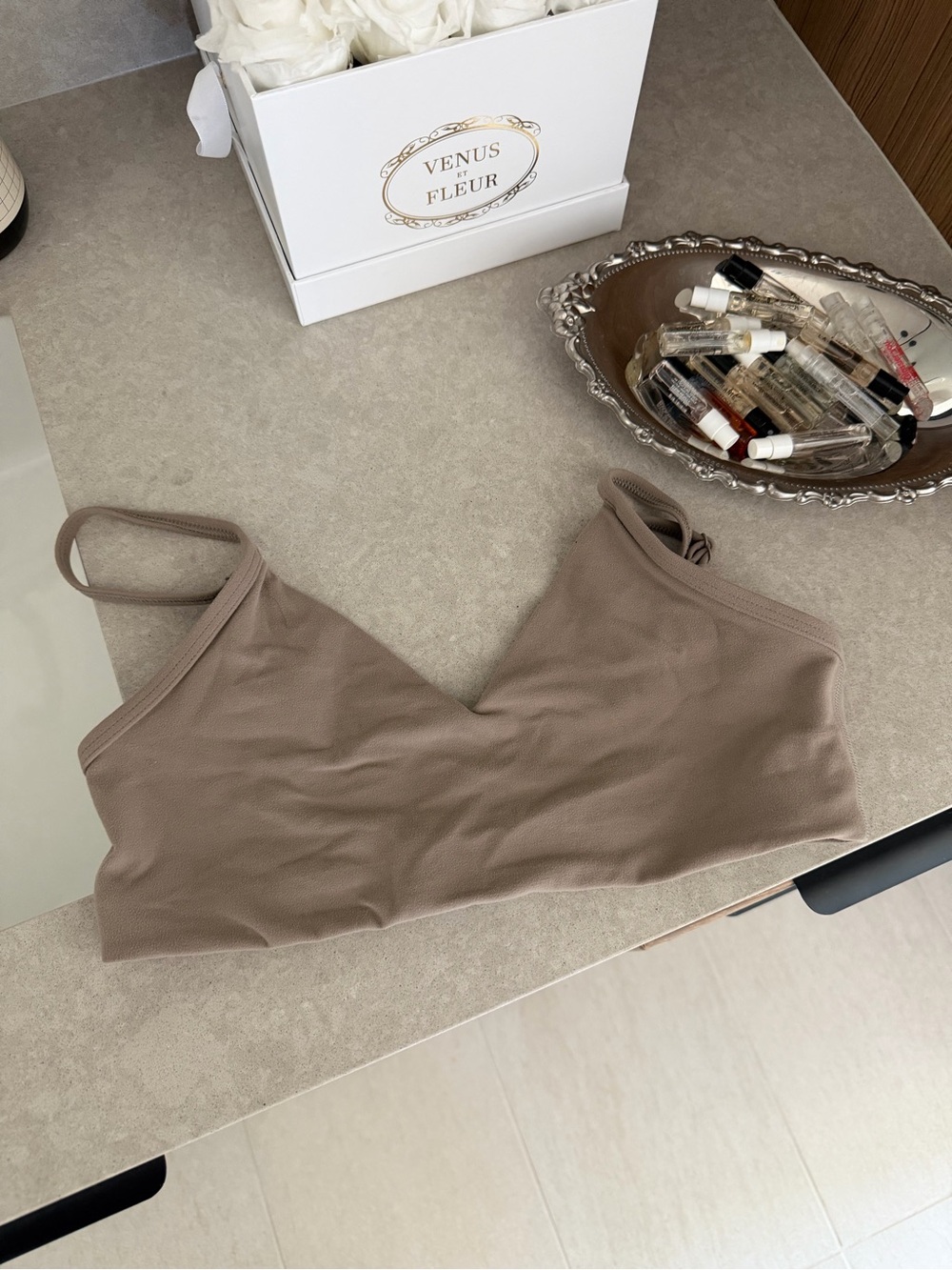 Aritzia Taupe Seamless V-Neck Bralette